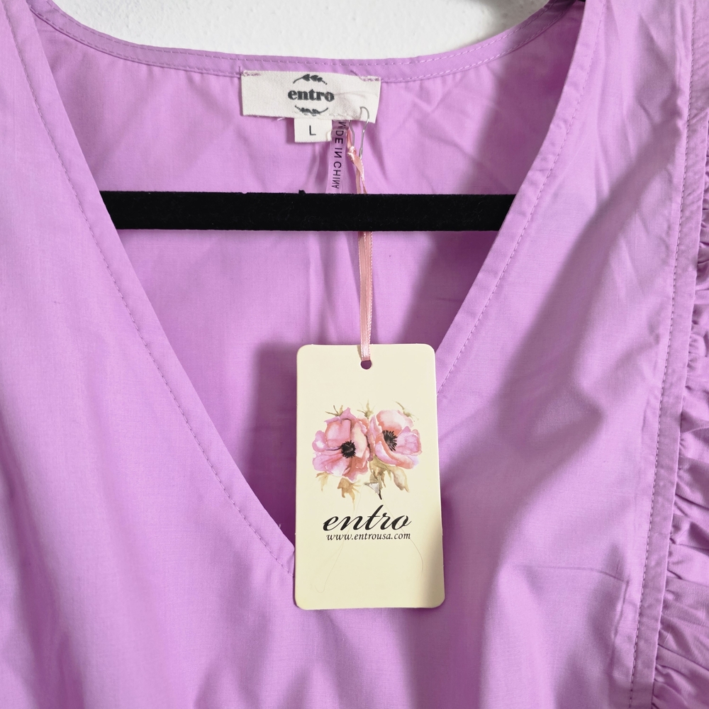 Entro Lavender V-Neck Top with Ruffles - Picture 9 of 11